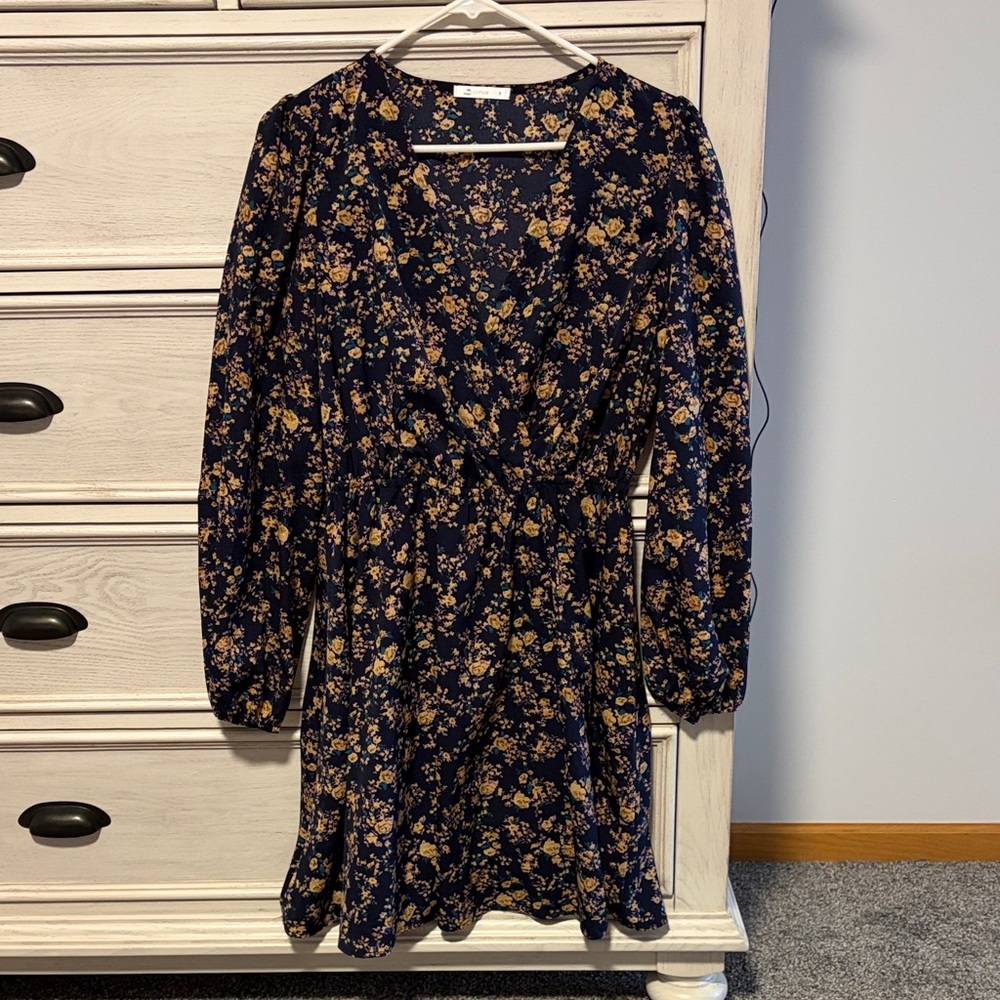 Cupshe Navy Floral Dress